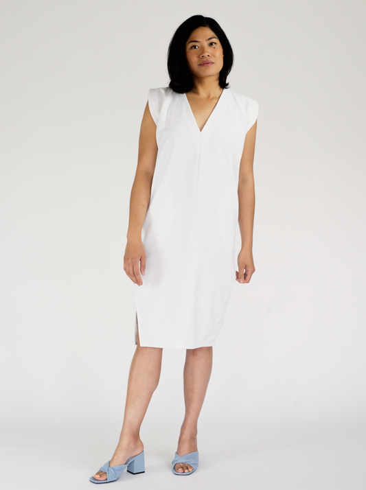 ANGL MIDI DRESS in white canvas