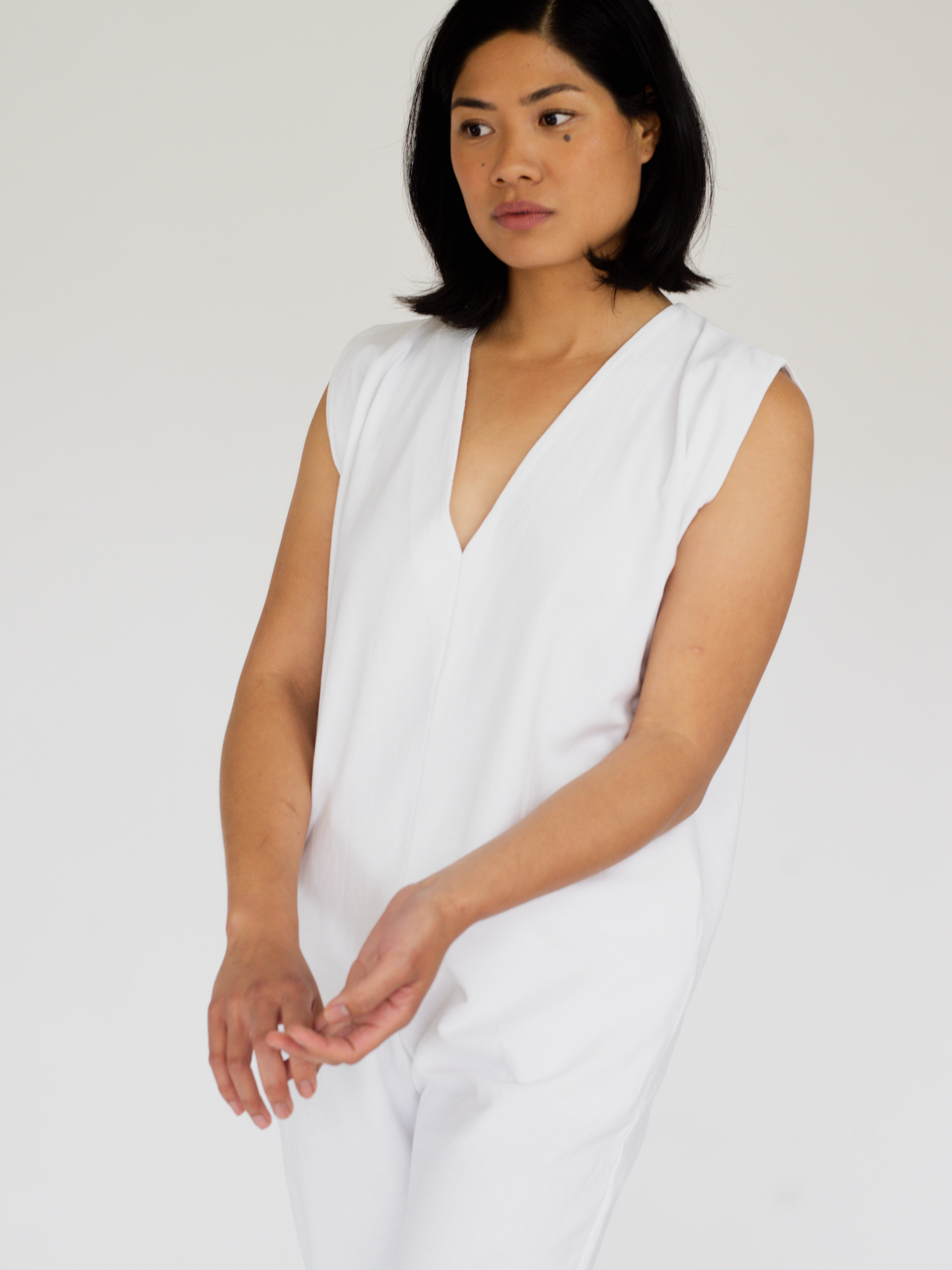 ANGL JUMPSUIT in white canvas
