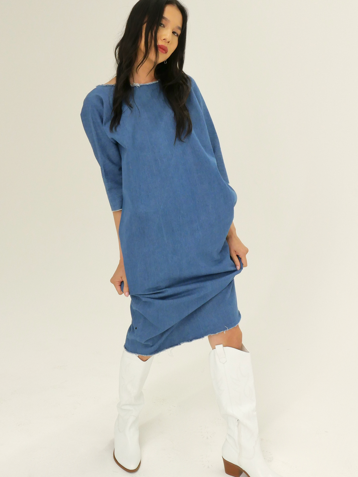 APEX MIDI DRESS in bleu